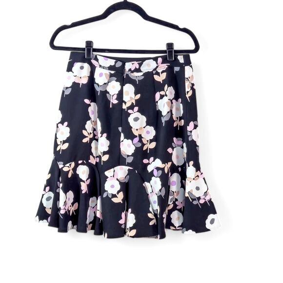Kate Spade New York Dresses & Skirts - Kate Spade Women’s Skirt Ruffle Hem Whimsical Garden Chic Size 6 Black Floral